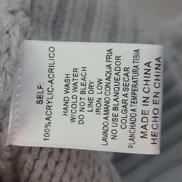 &merci Boho Sweater Cable Knit Bodice Fringe Sleeves Ribbed Hem Size Large Gray - Picture 9 of 11